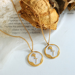 Collier ras du cou en acier inoxydable 18K or clair, personnalité de luxe rétro émail goutte à goutte huile <span class=keywords><strong>rose</strong></span> pendentif 2022 - Product Image 5