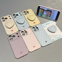 Coque de téléphone portable antichoc en TPU premium, motif cœur à pois couleur bonbon, gaufrée