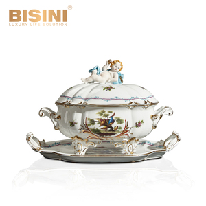 Porcelaine blanche é<span class=keywords><strong>l</strong></span>égante de style baroque français avec boîte à couvercle en cuivre Boîte peinte à la main avec couvercle de chérubin inclinable Ornement de maison - Product Image 2