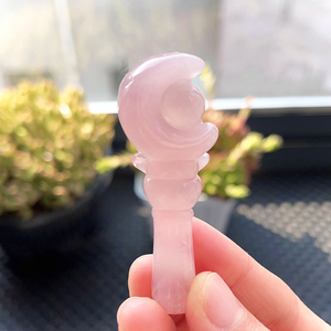 <span class=keywords><strong>Baguette</strong></span> <span class=keywords><strong>magique</strong></span> personnalisée en cristal de quartz rose pierres de guérison en forme de lune cristaux naturels de haute qualité pour cadeau - Product Image 6