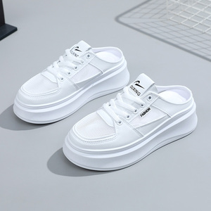 2026 New Colored Women's Loafers <b>Half</b> Slippers Summer Thick Sole Elevated Board Shoes Breathable Mesh Face Student Sandals - Product Image 6