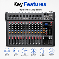 Console de mixage audio professionnelle 12 canaux avec effets intégrés, égaliseur 3 bandes, construction métallique pour DJ, enregistrement et performance scénique