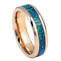 Fabriqué en Chine 6mm hommes opale bague en tungstène hommes luxe opale incrustation bague de fiançailles en carbure de tungstène