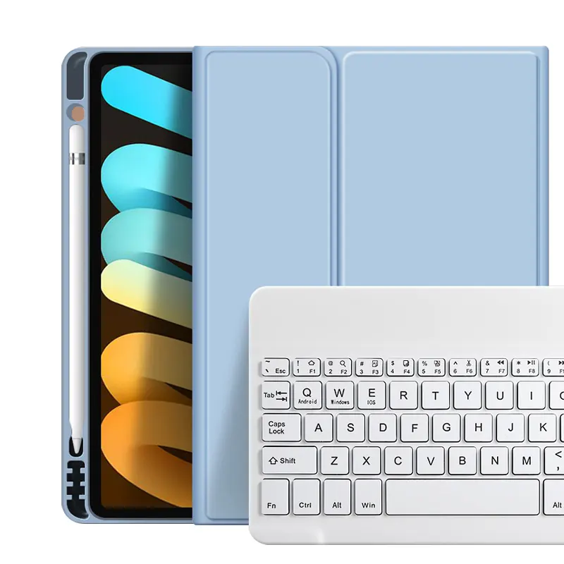 Fundas de cuero con tapa para tableta inteligente, con Mini teclado BT, ranura para bolígrafo, soporte plegable para iPad 9,7 Air 2017/2018