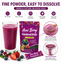 Poudre de fibres d'açaï en marque blanche OEM avec graines de chia et mélange superalimentaire riche en anthocyanes pour le bien-être quotidien, sachets de 10g