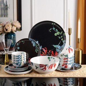 Service de table en céramique de luxe durable, design moderne, motif paysager, comprenant assiette, cuillère et tasse en porcelaine pour usage domestique, personnalisable - Product Image 2