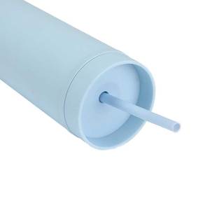 Gobelets en plastique réutilisables avec paille, 16oz, 450ml, mince, mince, acrylique, Pastel, coloré, mat, vente en gros - Product Image 6