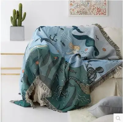 मोरक्को सोफा कवर सजावट कंबल मैक्सिकन एज़्टेक ज्यामितीय पैटर्न कपास आउटडोर डेरा डाले हुए कंबल