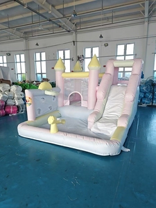 Château gonflable avec toboggan en PVC de couleur pastel personnalisé en usine, pour enfants, combo maison de rebondissement - Product Image 1