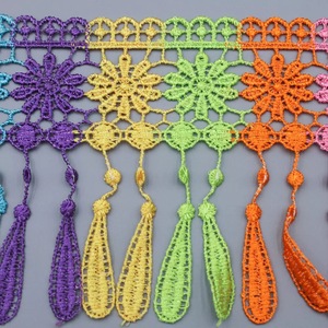 Nhà Sản Xuất Bán Nóng Đầy Màu Sắc Hoa Fringe Chạy Yardage Polyester Thêu Ren <span class=keywords><strong>Trim</strong></span> Cho Dresses - Product Image 1