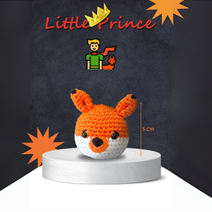 Porte-clés Renard Petit Prince Amigurumi fait main en coton naturel au crochet, breloque de sac, jouet en peluche animal mignon, cadeau pour enfants - Product Image 5