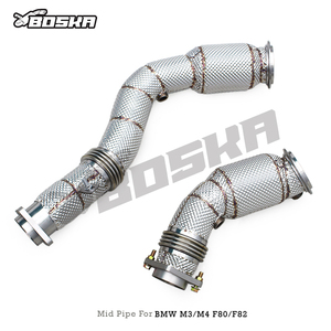 ท่อไอเสียดาวน์ไปป์สำหรับ M3/M4 F80/F82 3.0T ปี 2014-2019 ผลิตจากสแตนเลสหนา 1.5 มม. ขัดเงา พร้อมแคทตาไลติกคอนเวอร์เตอร์แบบไหลสูง - Product Image 2
