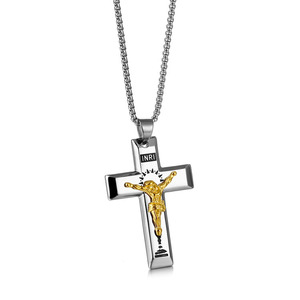Vente en gros <span class=keywords><strong>de</strong></span> bagues en acier inoxydable, bijoux chrétien, croix jésus homme - Product Image 2