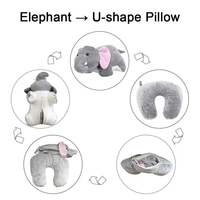 Oreiller de voyage pour enfants en forme d'éléphant, convertible 2 en 1, personnalisé, avec certificat CE/ASTM