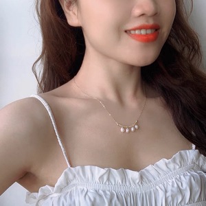 Nuevo Collar de Perlas de Agua Dulce Naturales Ligeras con Baño de Oro de 14K, con Borla y Movimiento de Campanilla Pequeña, Cadena para Clavícula - Product Image 1