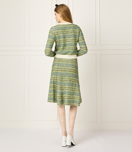 Cardigan 2026 in maglia tinta unita stile <span class=keywords><strong>Tweed</strong></span> personalizzato e gonna a trapezio completo estivo Casual a due pezzi da donna - Product Image 2