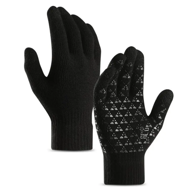 Нескользящие спортивные мужские и женские зимние вязаные теплые перчатки для сенсорных экранов для катания на лыжах, пеших прогулок