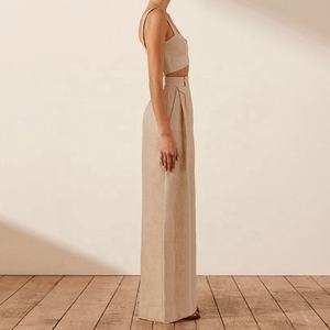 <span class=keywords><strong>Set</strong></span> elegante di <span class=keywords><strong>lino</strong></span> alto da <span class=keywords><strong>donna</strong></span> <span class=keywords><strong>Set</strong></span> di pantaloni larghi estivi in <span class=keywords><strong>lino</strong></span> per le donne e <span class=keywords><strong>Set</strong></span> di biancheria da <span class=keywords><strong>donna</strong></span> 2 pezzi - Product Image 3