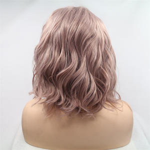 Cross-border Hot-selling Wig Headpiece Female <strong>Lacewigs</strong> Sand pink Forehead 13*4 Hand Hook Chemical Fiber Wig - Product Image 3