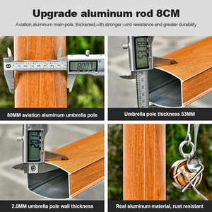 Garden Outdoor Beach Over Size <strong>Rectangular</strong> Double Top Solar Light Patio Umbrella Offset Hanging Led <strong>Parasol</strong> - Product Image 4