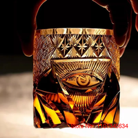 Verre à liqueur en cristal d'ambre taillé à la main Edo Kiriko, verre à shot haut de gamme Boss Rock pour brandy, style Japandi, verre à whisky