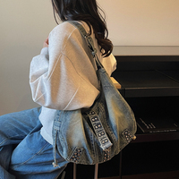 Nouveau Sac à Main Carré de Luxe en Tissu Denim pour Femme 2026 – Sac à Bandoulière Designer Tendance et Simple, Sac Fourre-Tout Croisé
