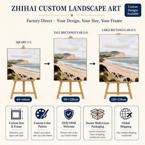 Pintura Abstracta de Paisaje Costero en Oferta, Escena de Acantilados junto al Mar, Lienzo Texturizado, Arte de Pared - Product Image 2