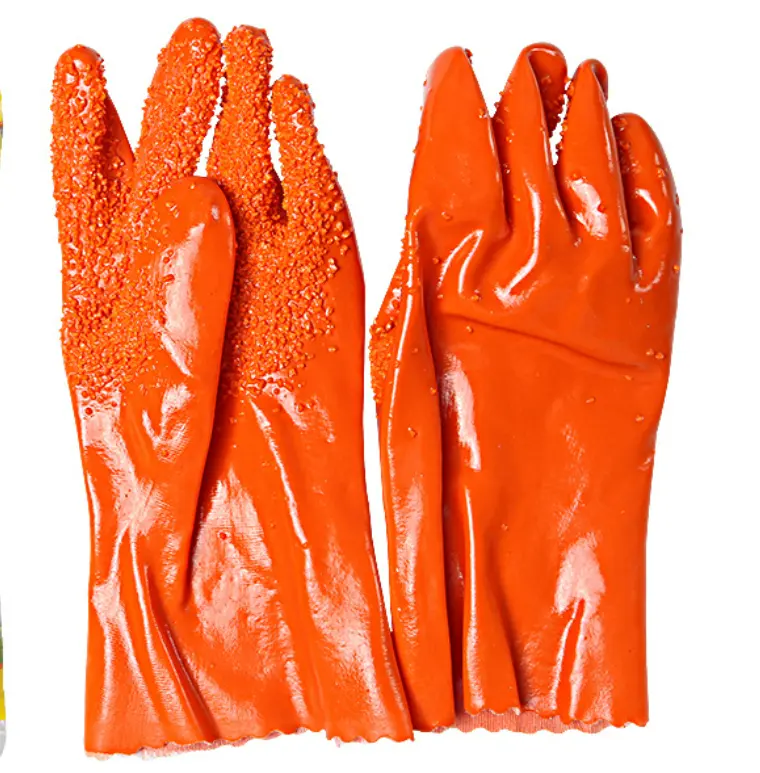Jardinagem trabalho segurança luvas laranja PVC pellet luvas PVC granulado luvas