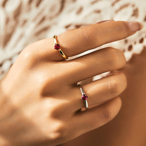Fine Jewelry Luxury Simple Pure 925 Sterling Sliver <strong>Fake</strong> Ruby Red Gemstone <strong>Engagement</strong> Wedding Finger <strong>Rings</strong> for Women - Product Image 2
