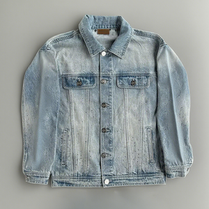 Ensemble de vestes en jean délavé Streetwear personnalisé 2025 Pantalon deux pièces Vestes en jean et pantalon en jean évasé Costume en jean pour homme - Product Image 3