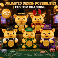 Peluche personnalisée avec logo de la marque Casino Golden Coin Pig, personnage en peluche sur mesure, cadeau promotionnel de Noël ODM