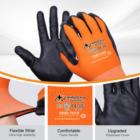 Guantes de Trabajo de Seguridad XINGYU de Uso General, Calibre 15, Nailon y Spandex, Tejido Sin Costuras, Guantes de Nailon Negros con Agarre de Nitrilo Microespumado