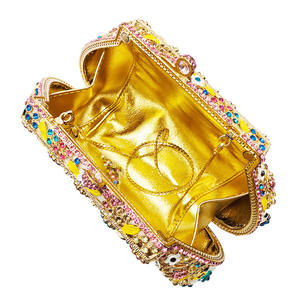 Borsa Clutch in Cristallo <span class=keywords><strong>Oro</strong></span> Rosa con Fiori e Paillettes, Tracolla in Metallo, <span class=keywords><strong>Borsetta</strong></span> <span class=keywords><strong>da</strong></span> <span class=keywords><strong>Sera</strong></span> con Strass, Borse Estive alla Moda - Product Image 5