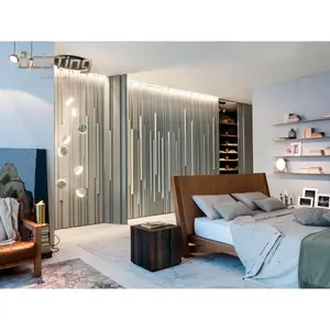 Modernes schlafzimmer hellblau aluminium 6 schiebetüren rahmen mädchen holz montage kleiderschrank schrank