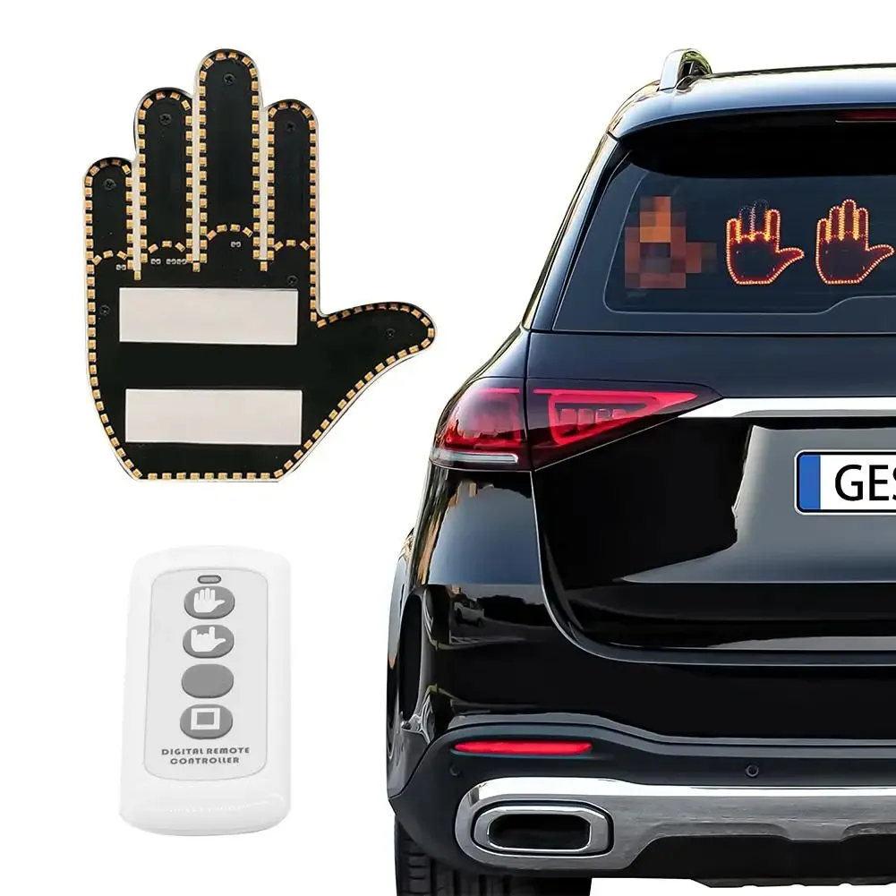 Luz universal sem fio para controle remoto de janelas automotivas, luz de dedo com gestos multicoloridos, luz de dedo médio para carros