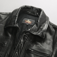 Veste en cuir véritable pour homme, noire, de haute qualité, style slim, décontractée, en cuir de vachette jaune tanné végétal, effet vieilli