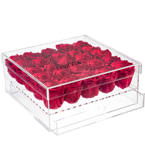 Boîte acrylique avec des motifs de roses, 24/lot, fausses fleurs, pour l'éternité, simple et durable, vente en gros - Product Image 5