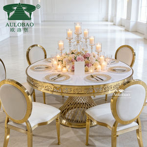 Mesas redondas de boda de lujo con tablero de MDF blanco y base de acero inoxidable - Product Image 5