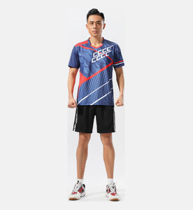 Badminton poloshirt met custom pinstripe print, ademend, sneldrogend, lichtgewicht, team trainingskleding, OEM ODM, custom logo - Product Image 1