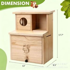 Comedero de madera para ardillas, caja colgante de madera maciza para exteriores con ventana de acrílico para ardillas, chipmunks y planicicras. - Product Image 4