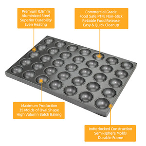 Moule de cuisson sphérique commercial personnalisable antiadhésif pour friandises, plateau de cuisson pour boules alimentaires, demi-sphères et demi-balles - Product Image 2