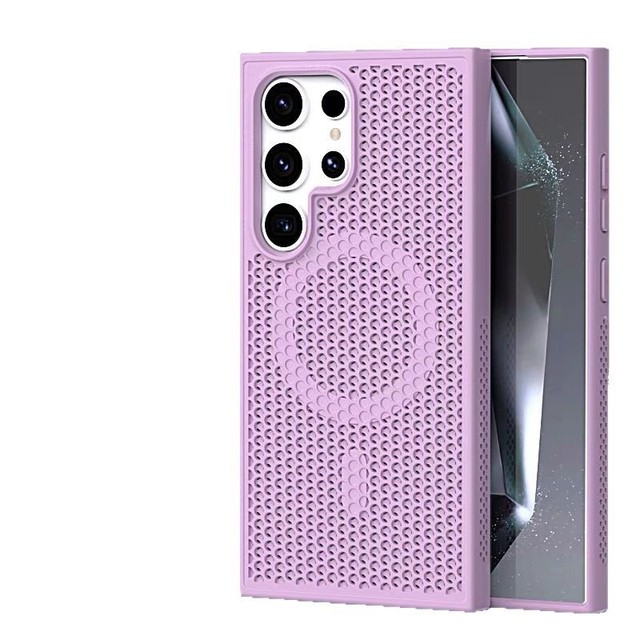 Luxury Heat Dissipation Phone Case for Samsung Galaxy S26 S25 S24 S23 Ultra Mesh Hole Honeycomb Magnetic Suction Mobile Cover