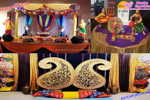 Decoración Portátil para Bodas Punjabi con Temática de Sangeet, Estilo Canadiense, con Estatuas de Rickshaw y Mehndi - Product Image 5