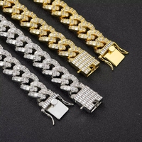 Collier chaîne cubaine carrée 16 mm avec maillons facettés en zircone T-Square, bijoux streetwear hip-hop punk pour hommes, fabrication usine