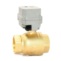 Vanne à boisseau sphérique motorisée électrique en laiton DN50 de 2 pouces, 2 voies, DC12V, pour le contrôle du débit d'eau à haute température, OEM