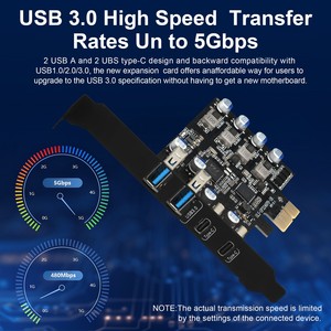 กา<span class=keywords><strong>ร์</strong></span>ด PCIe USB 3.0, กา<span class=keywords><strong>ร์</strong></span>ดขยาย PCI Express แบบ 2x USB C + 2x USB A สำหรับเดสก์ท็อปพีซี - Product Image 5