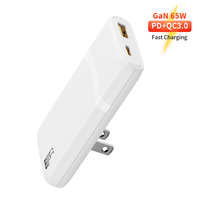 Penjualan laris 2025 pengisi daya Cepat GaN Ultra tipis 65W PD QC3.0 adaptor Tablet Laptop ponsel dengan steker Travel India EU UK AU