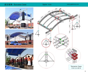 Estructura de escenario arqueada de aleación de aluminio de 12m x 10m x 6m, instalación rápida, estructura modular para festivales al aire libre, techo azul - Product Image 2