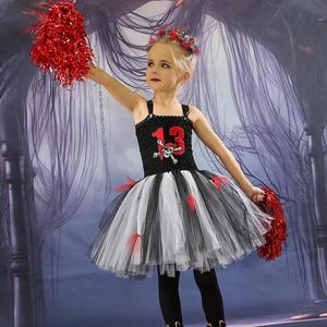 Disfraces de Halloween para TV y películas, vestido de tutú de malla de payaso rojo y negro para chico, vestido de artista de escenario con diadema - Product Image 4