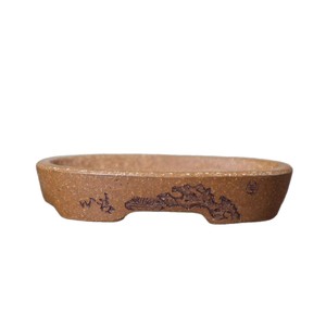 Maceta de bonsái mini de arcilla morada hecha a mano, forma ovalada, tamaño de palma, para macetas pequeñas, estilo Su Bing - Product Image 5